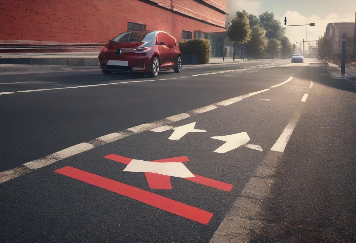 A road with a bike lane, with a red X marked through it, symbolizing the redirection of funding away from bike lane projects.