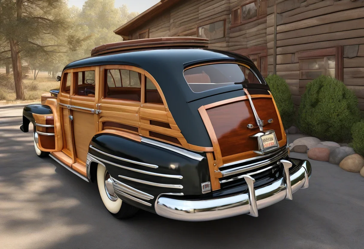 A 1948 Mercury Eight Wagon with a Marmon-Herrington 4x4 conversion, featuring a wooden body and a flathead V-8 engine.