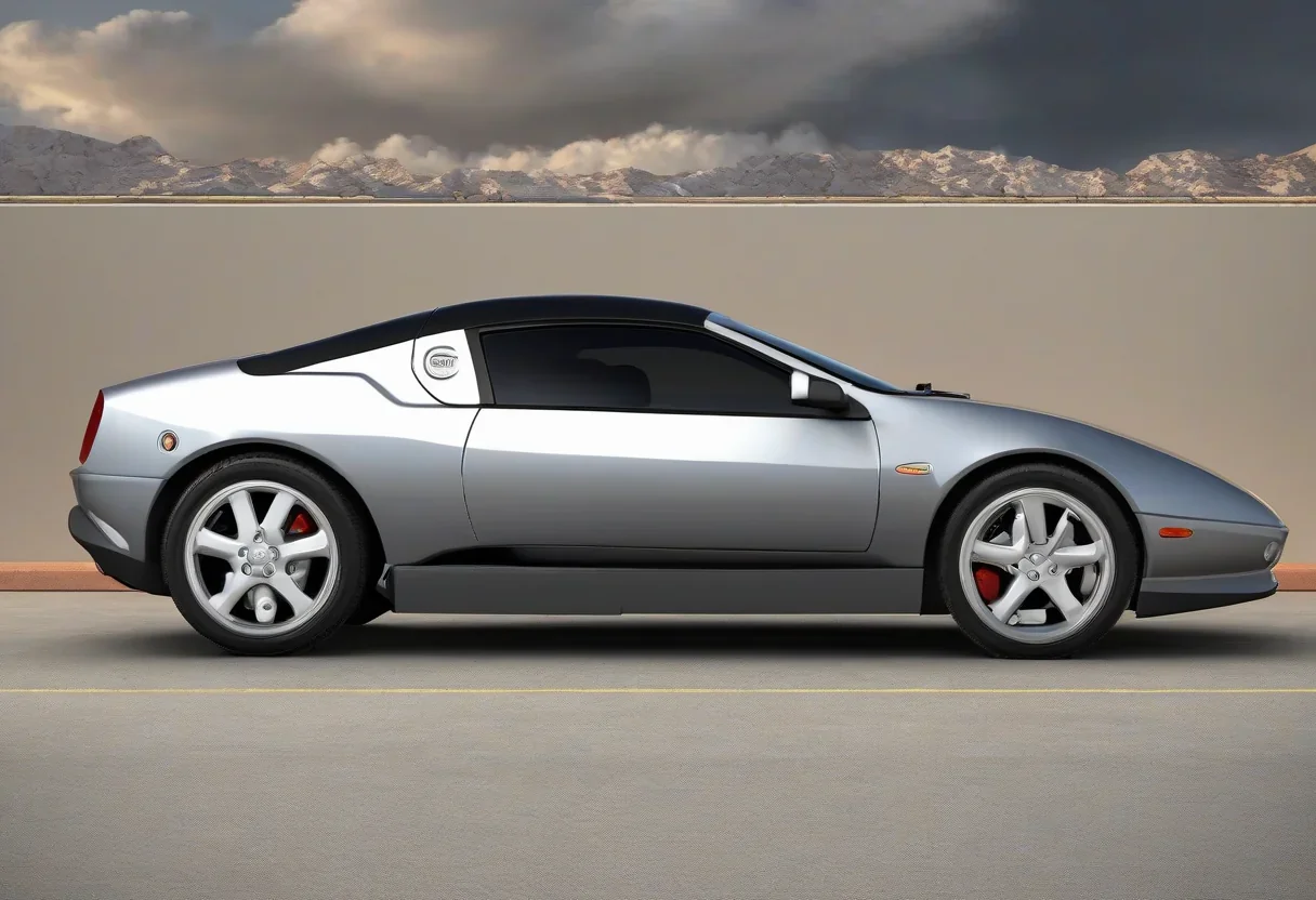 A 2001 Qvale Mangusta with its retractable hardtop down, showcasing its sleek design and powerful engine.