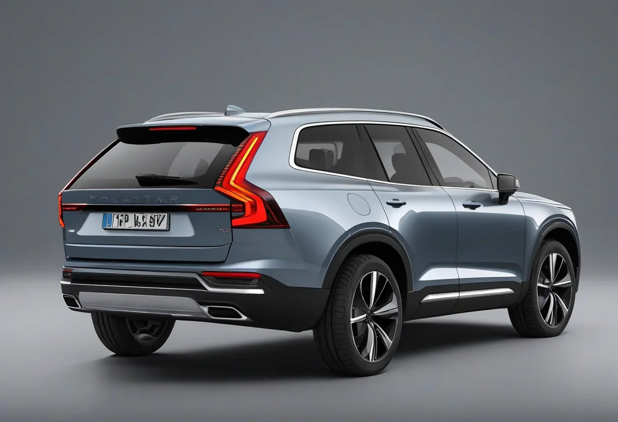 Polestar 4 SUV with a boxier estate body style and a flatter roofline, roof rails, and a more upright tailgate with a genuine rear windscreen.