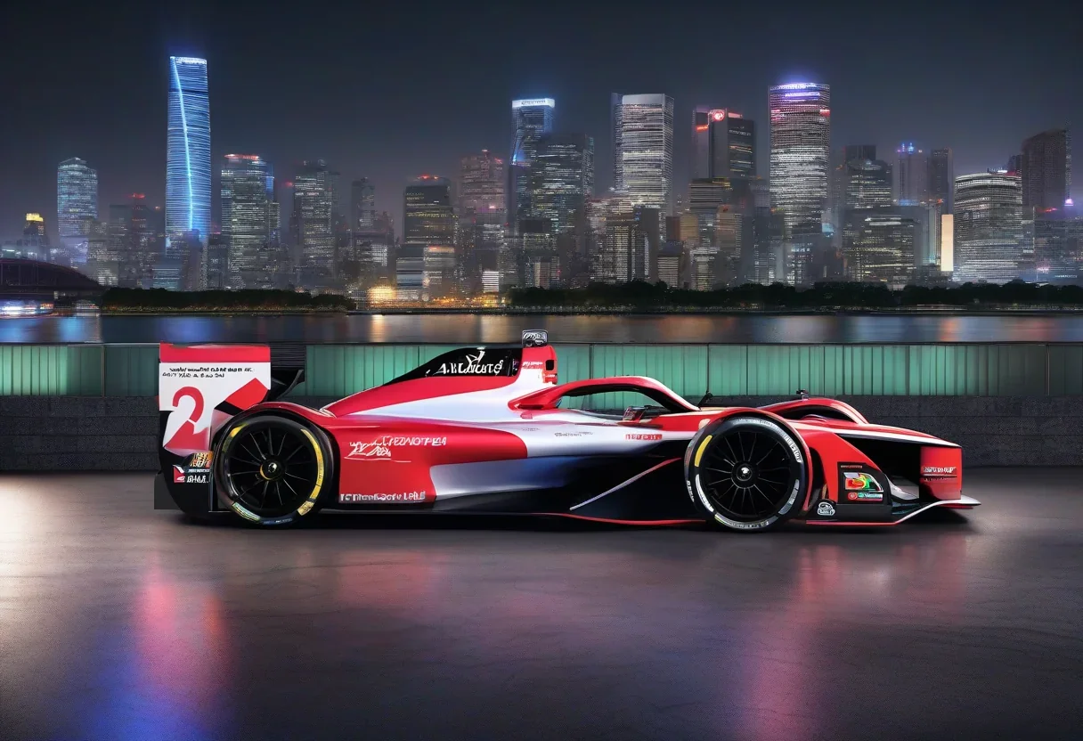 Andretti's Formula E car with Liberty Walk livery, Tokyo night race