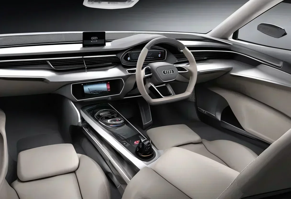 Audi Nuvolari concept interior with physical controls and premium materials.