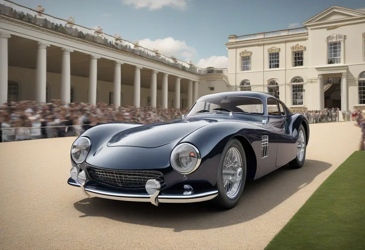 The Automobili Mignatta Rina Coupe, a new supercar with a naturally aspirated V8 engine and manual transmission, at the 2026 Goodwood Festival of Speed.