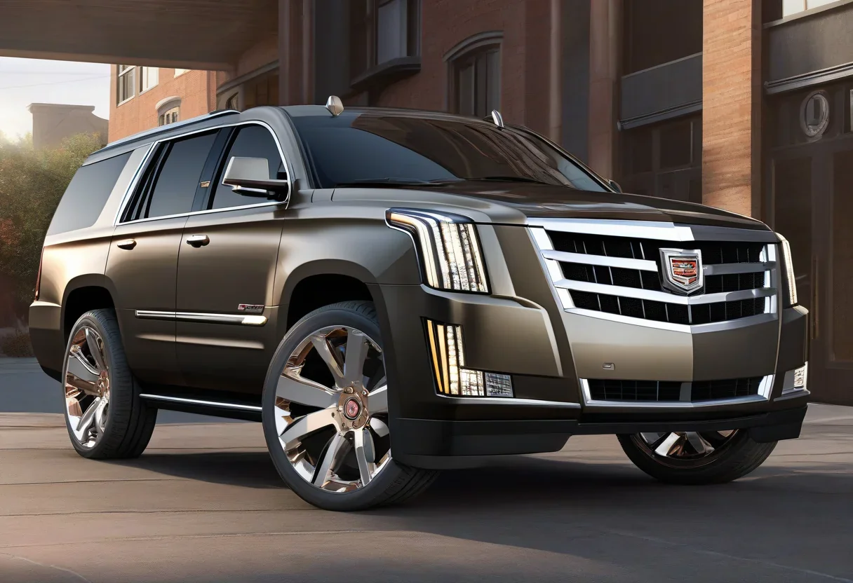 A 2025 Cadillac Escalade IQ in Flare Metallic, with custom wheels and a clean Carfax report.