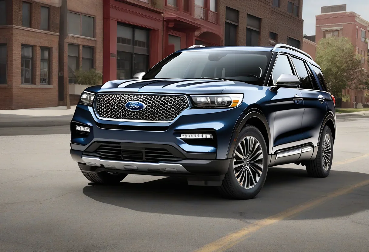 A Ford Explorer or Lincoln Aviator SUV with a second-row easy-entry seat, highlighting the problem area.