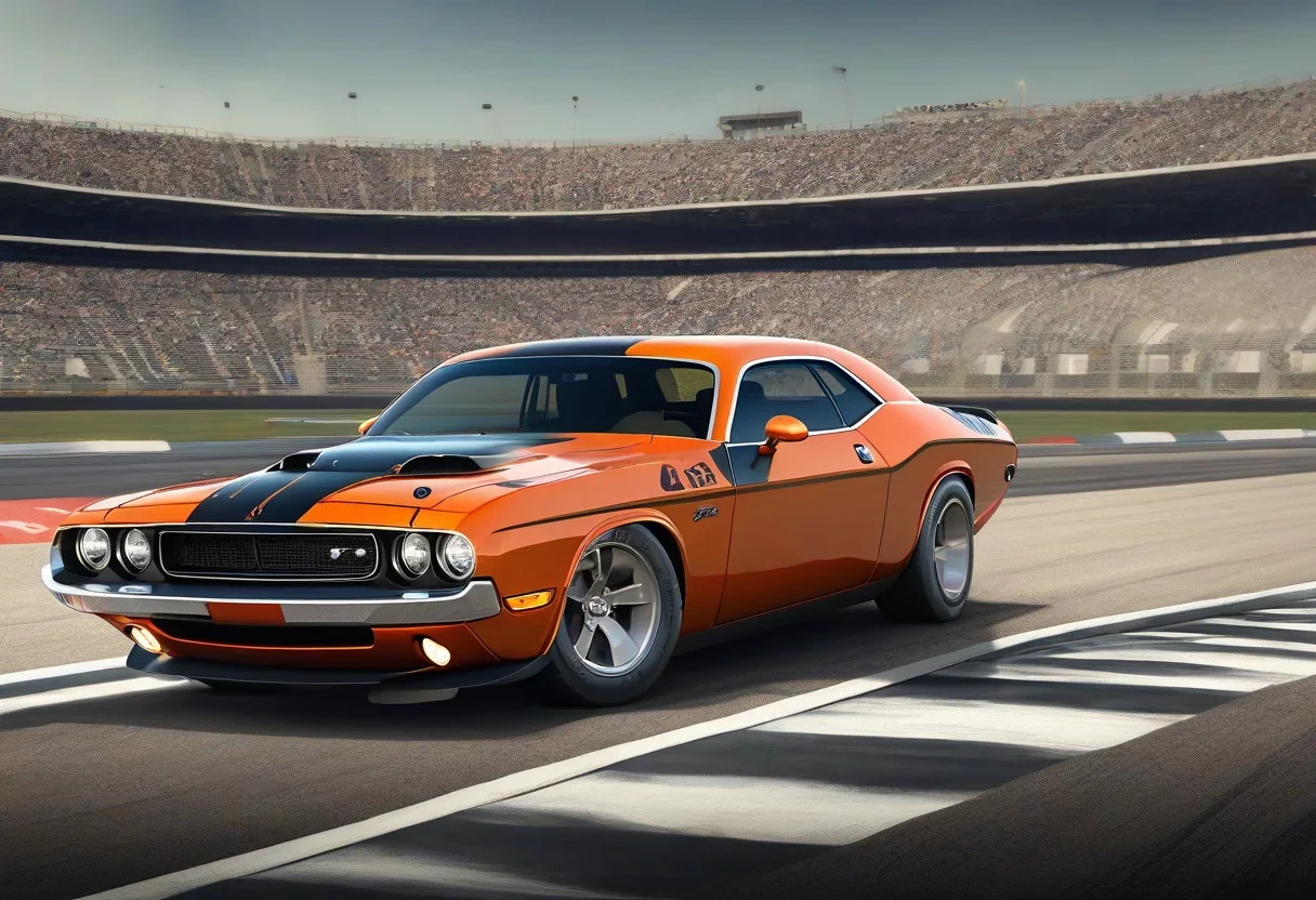 Ford's LMDh challenger on a racing track, with the 5.4-liter V-8 engine visible under the hood.