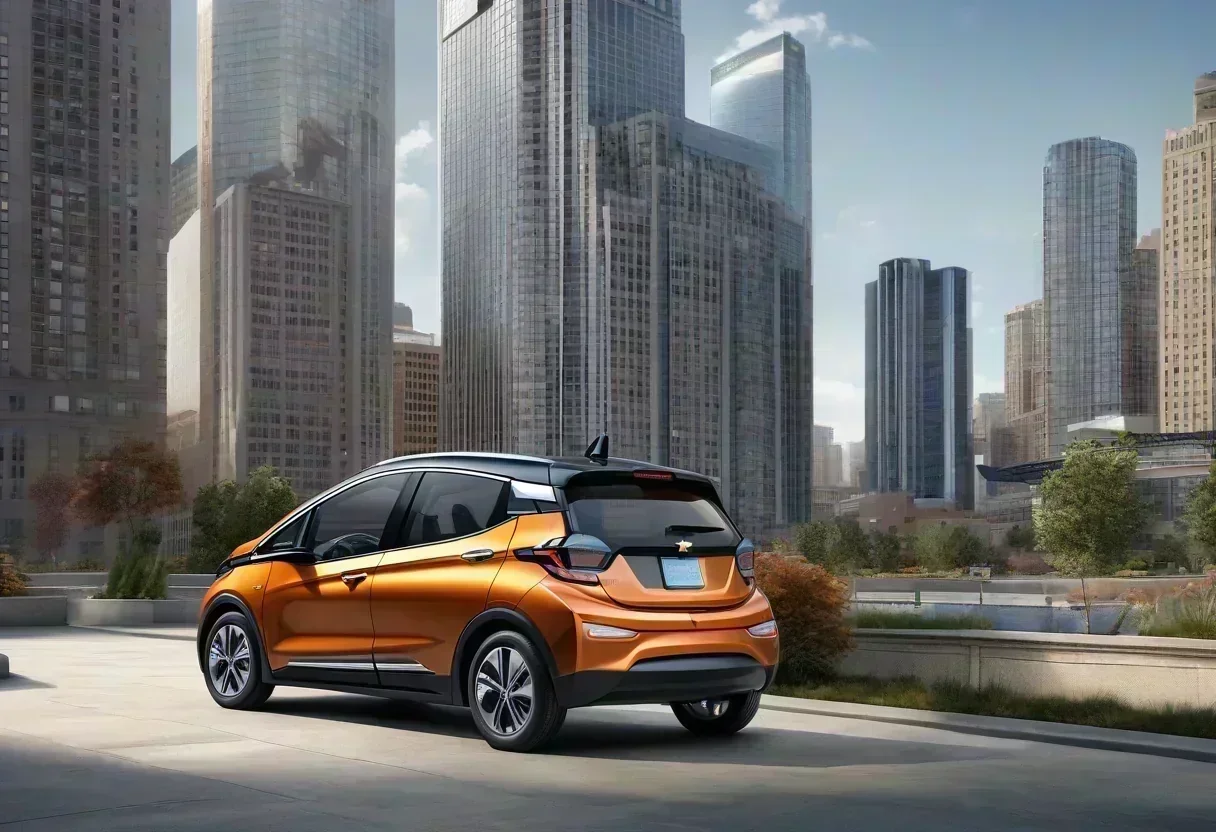 A General Motors electric vehicle in a city environment.