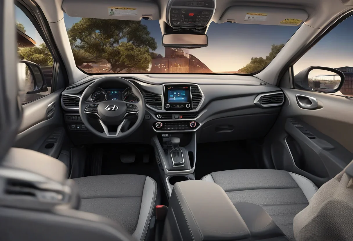 2026 Hyundai Kona interior with a focus on the rear center seatbelt buckle.