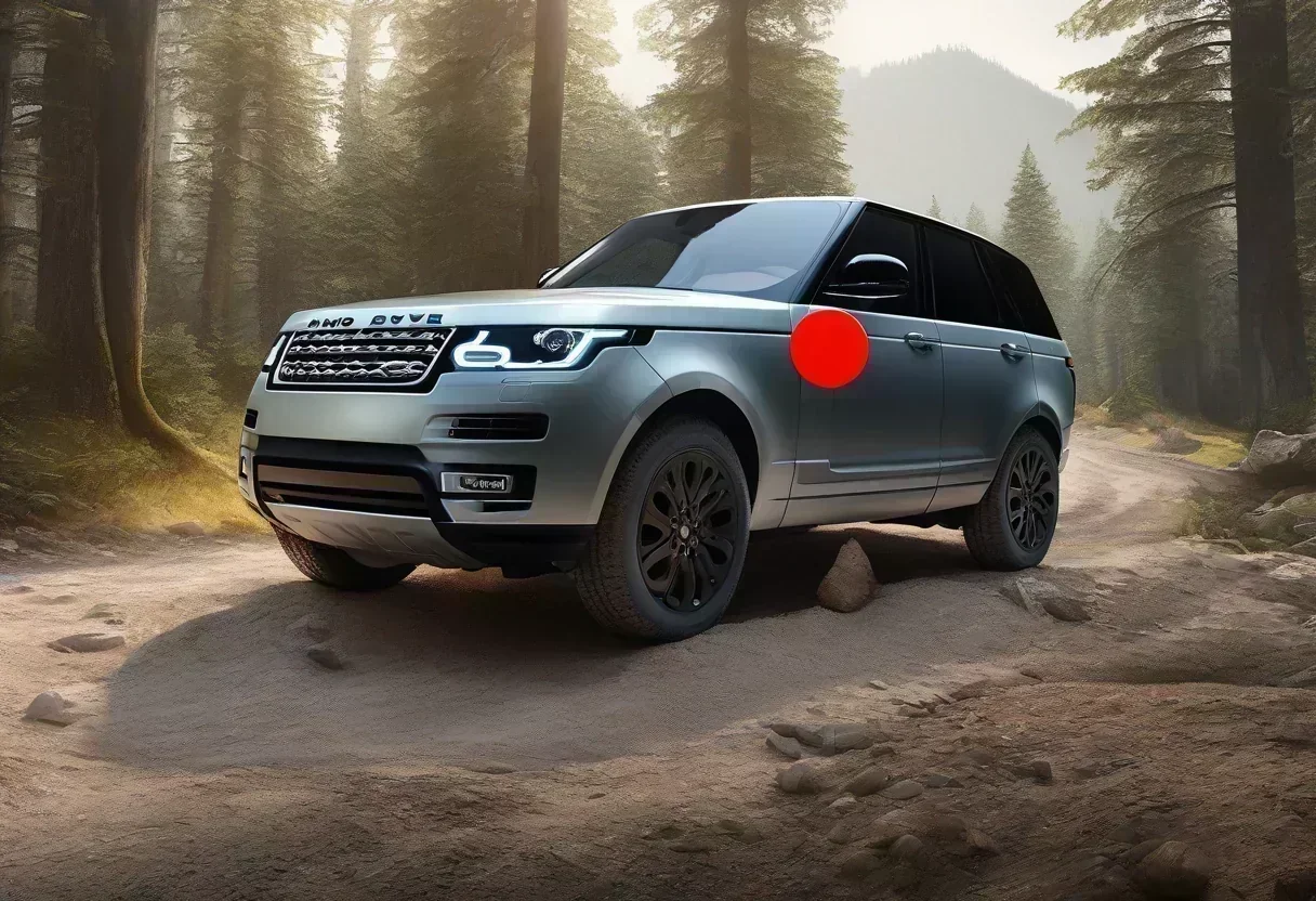 Land Rover SUV with a red circle around the airbag, indicating the potential issue.
