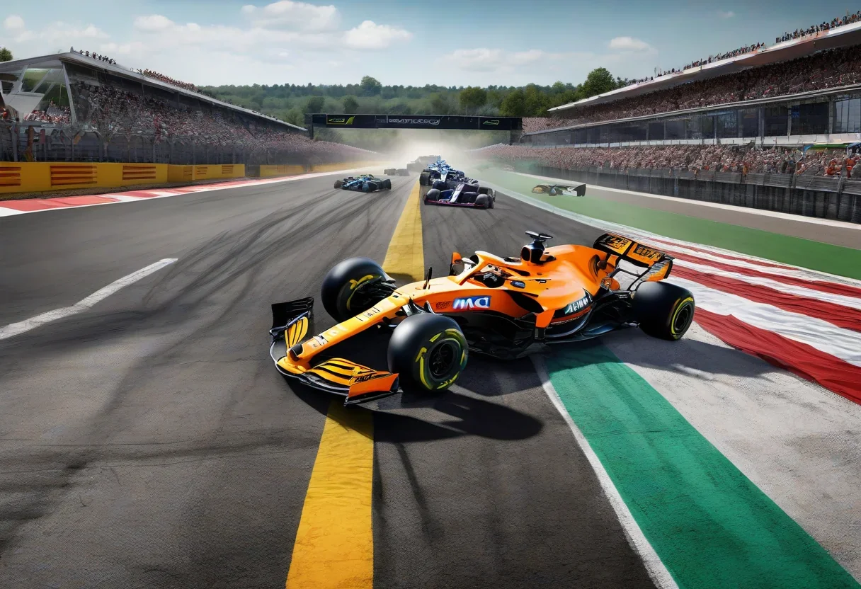 Lando Norris's McLaren MCL40 crossing the finish line at the Hungarian Grand Prix