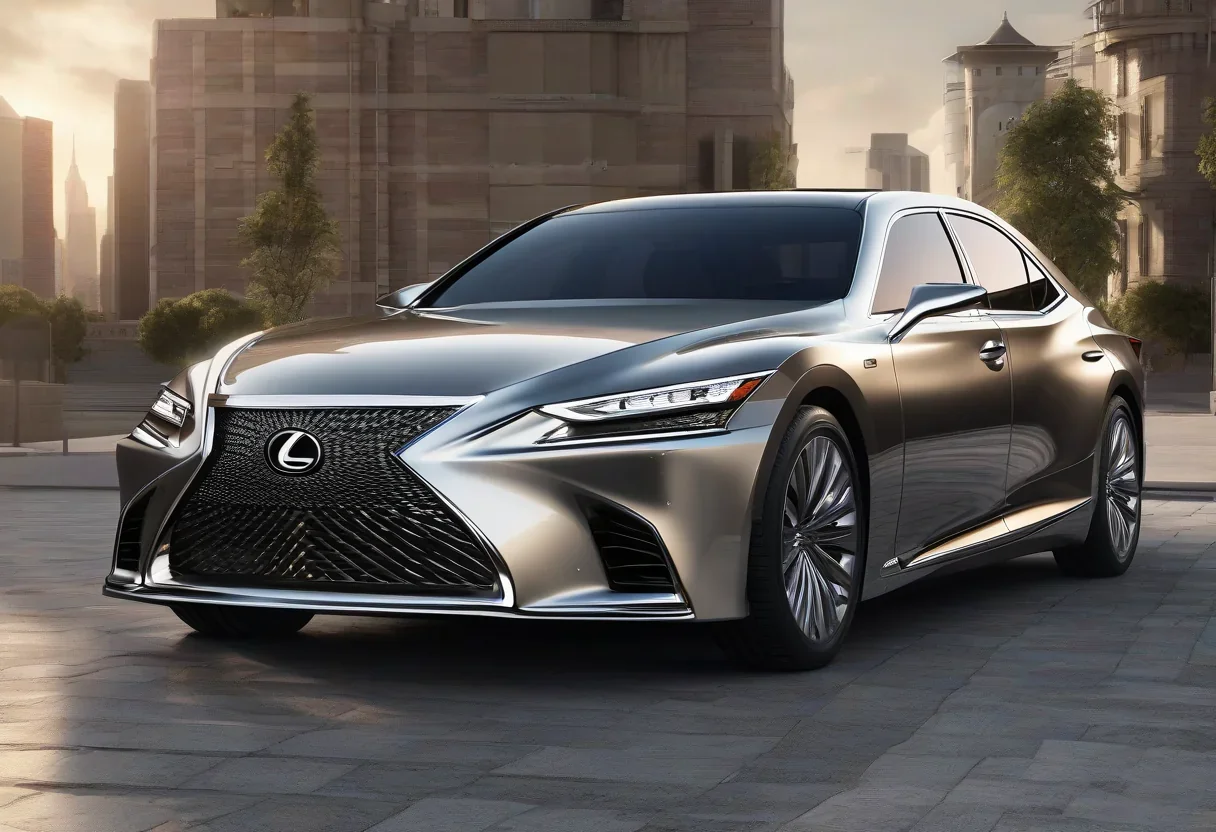 2027 Lexus LS with a new panoramic glass roof and hybrid powertrain.