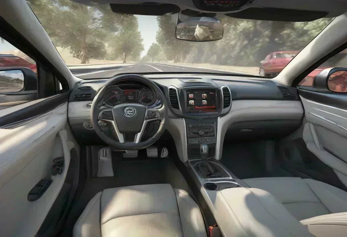 A person driving a manual transmission car with a brain scan in the background