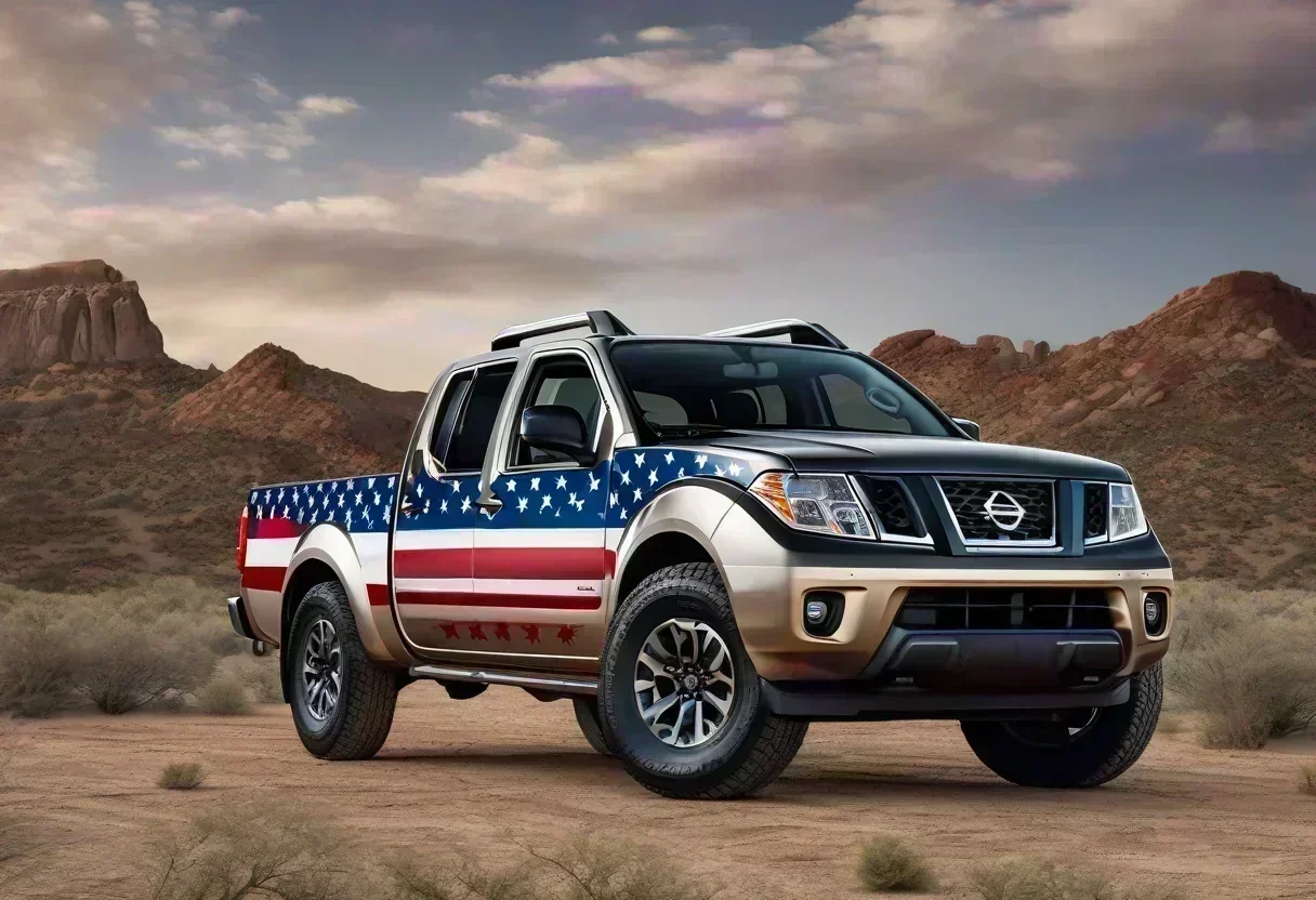 Nissan Frontier 250th Anniversary Edition with American Flag Stars and Stripes pattern on tailgate