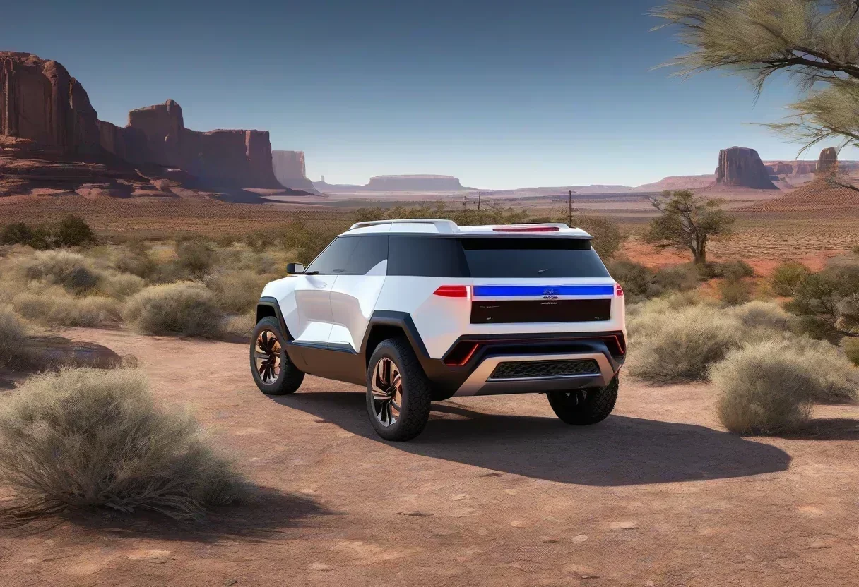 Scout Motors 'Spirit of ‘26' concept SUV with red, white, and blue accents