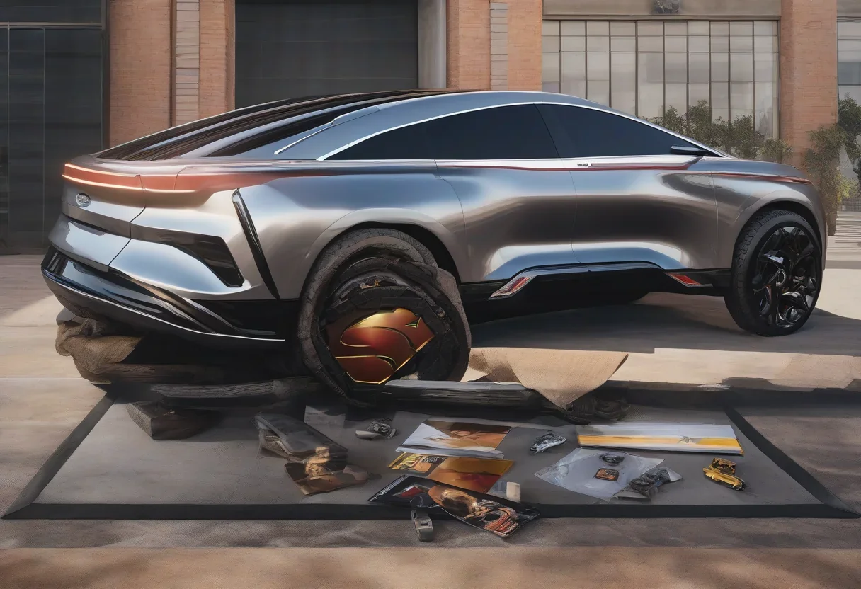 Shaq's custom Lucid Air Coupe with a unique design and Superman logos.