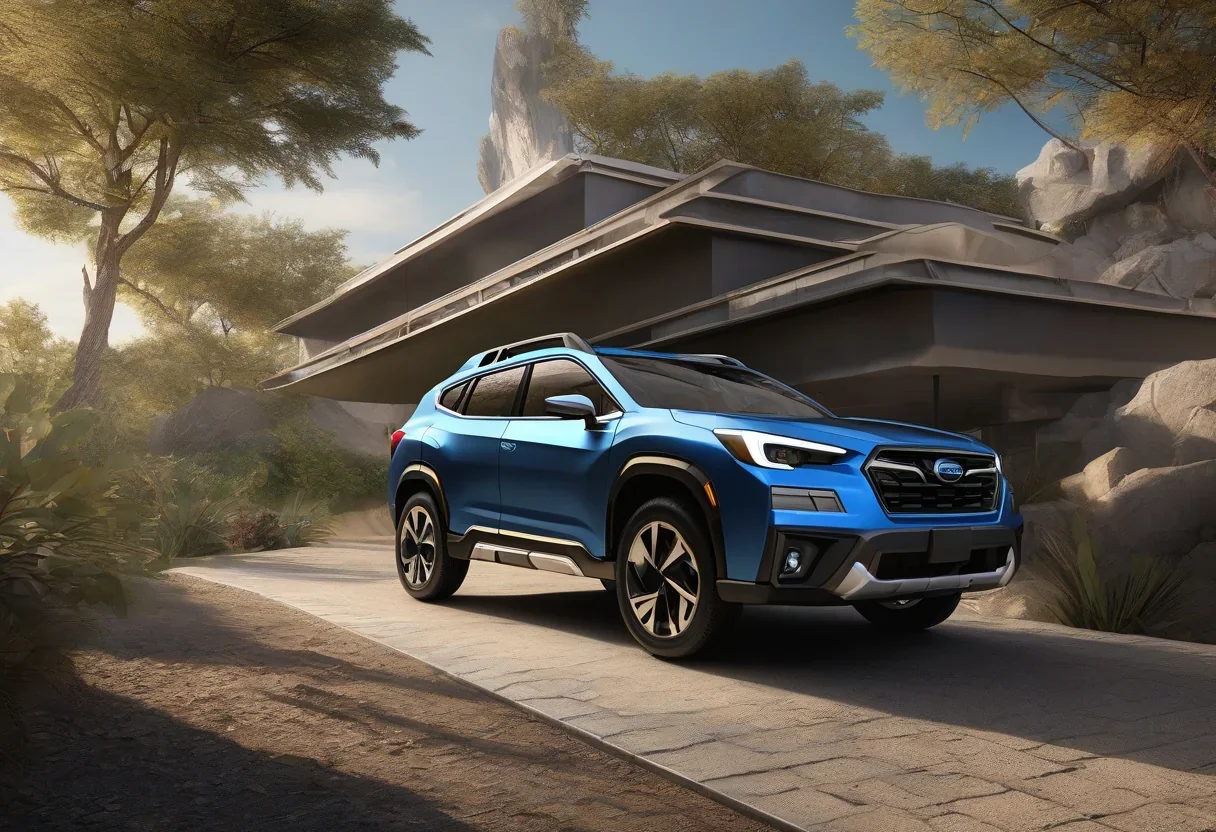 2027 Subaru Getaway SUV, with a sleek and modern design, showcasing its all-wheel-drive capability and 420-horsepower dual-motor electric powertrain.