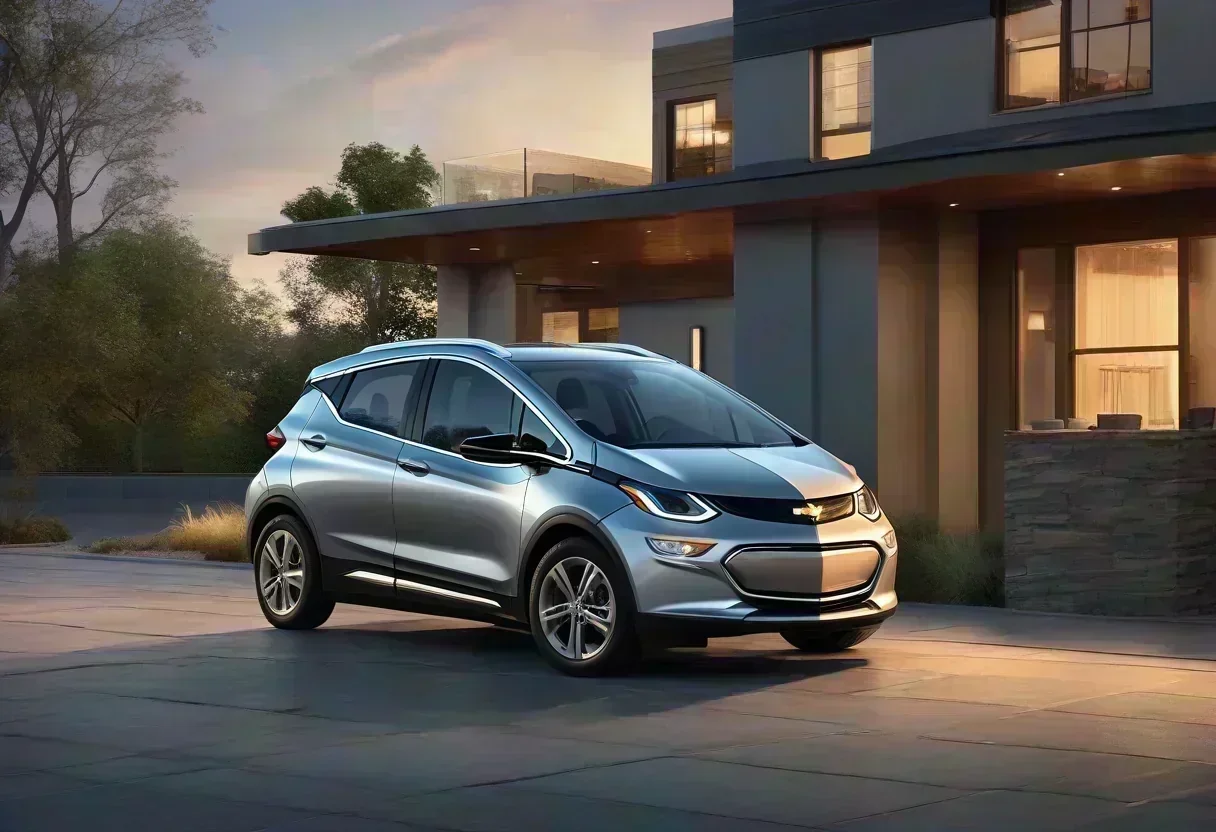 The 2027 Chevrolet Bolt in a sleek, modern environment, showcasing its new front and rear fascias and lighting elements.