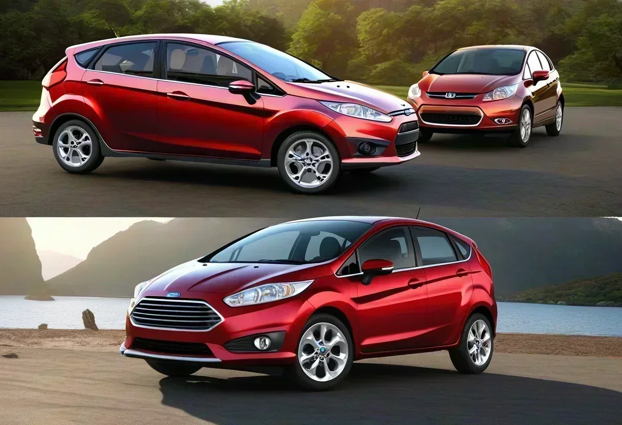 A comparison of a 2014 Ford Fiesta and a 2026 Honda CR-V, showcasing the evolution of vehicle design and features.