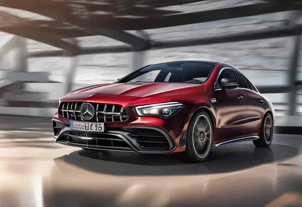 The Mercedes-AMG CLA 45, a high-performance electric vehicle with a sleek design and impressive specs.