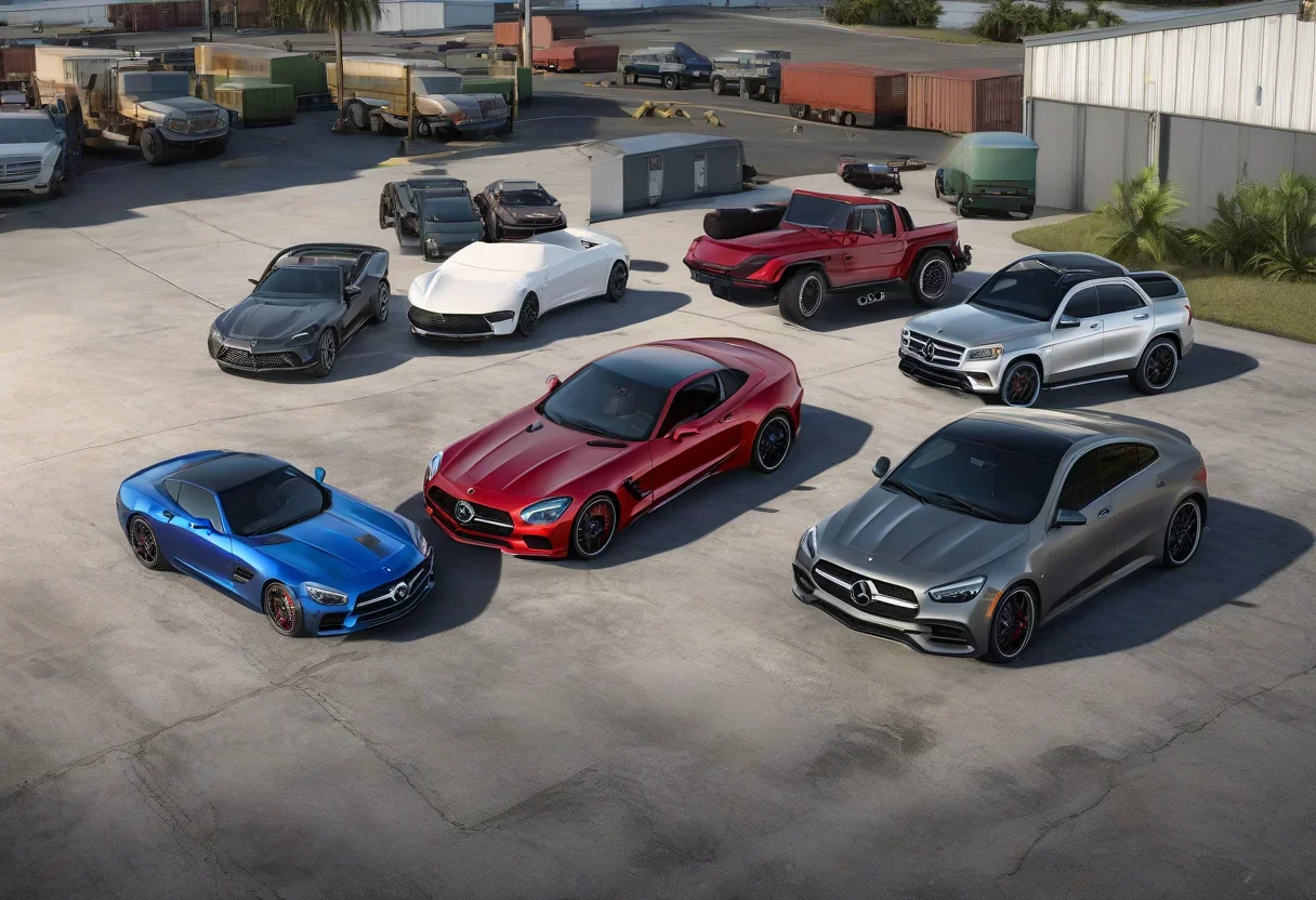 Five luxury vehicles seized by U.S. Customs and Border Protection at the Port of Tampa’s vehicle export lot.