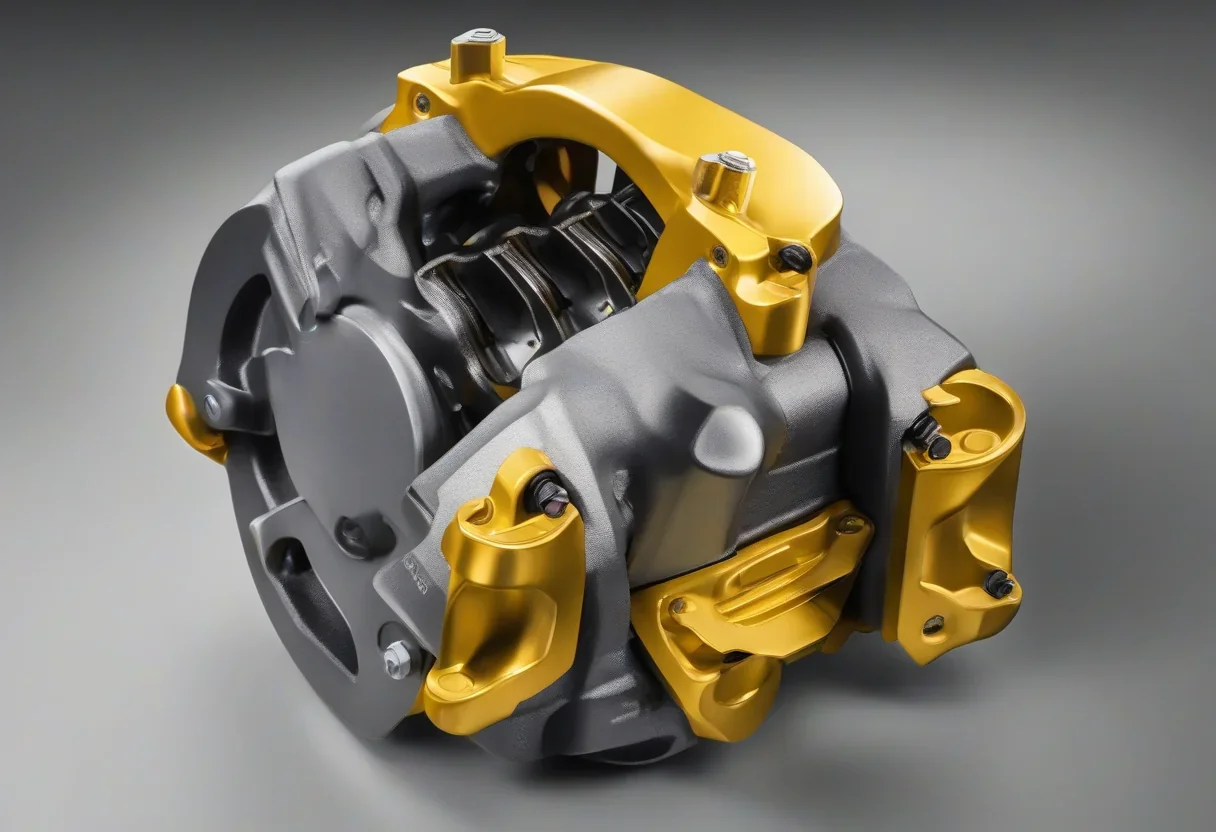 Nissan brake caliper with yellow finish